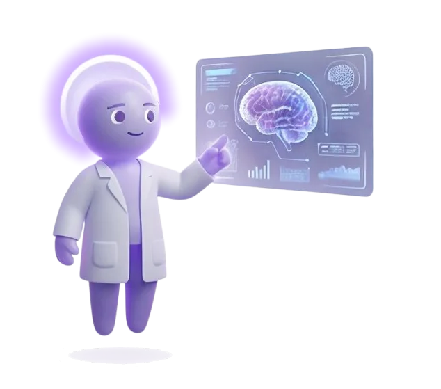 MediTailor scientist mascot representing AI-powered meditation science