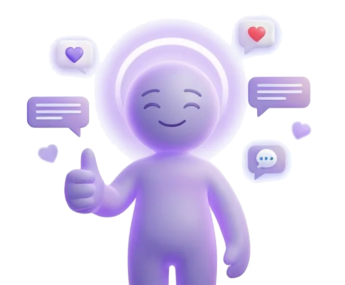 MediTailor user mascot giving thumbs up for personalized meditation results