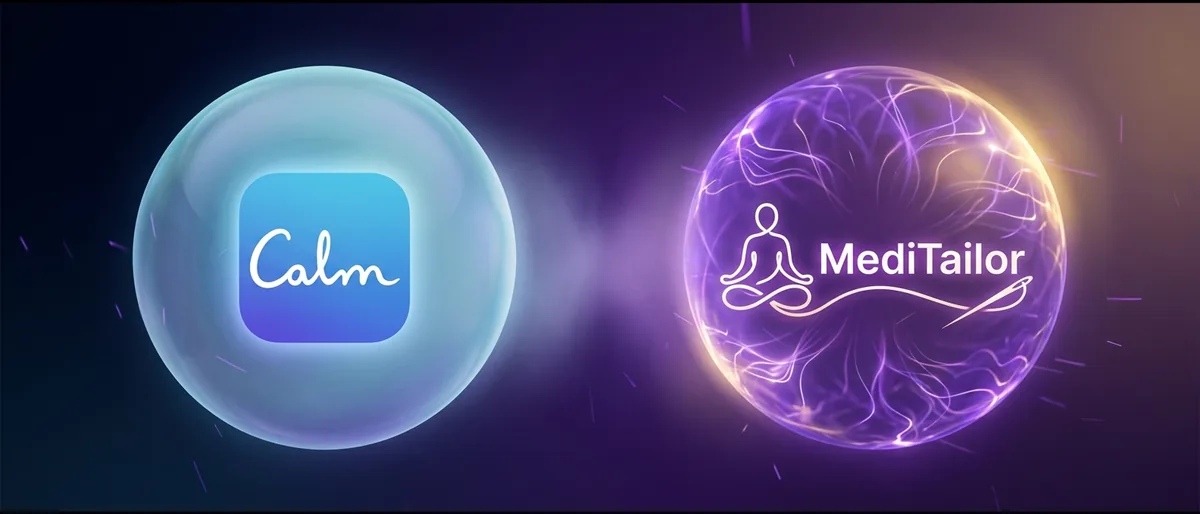 MediTailor vs Calm: personalized AI meditation compared to a generic app